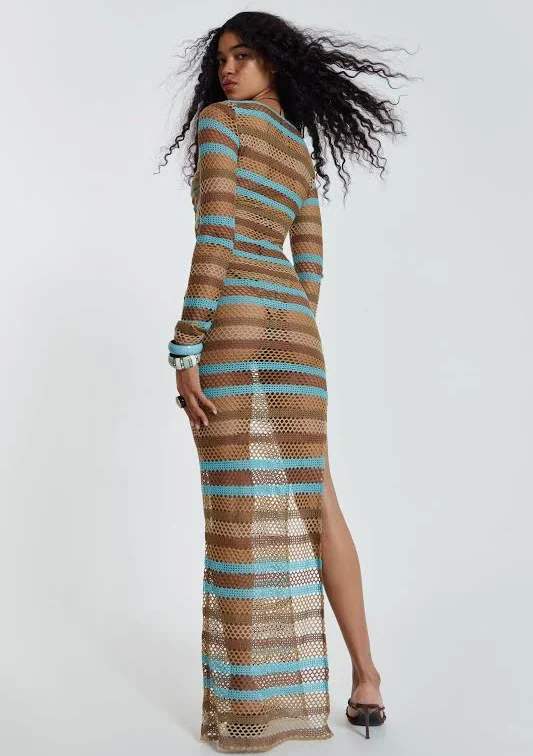allure stripe knitted maxi dress fitted lace wedding dress Allure Stripe Knitted Maxi Dress