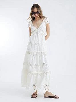 Jupe Midi River Island Fleurie 3D - Taille UK 14, Couleur Crème, Neuf Avec étiquettes