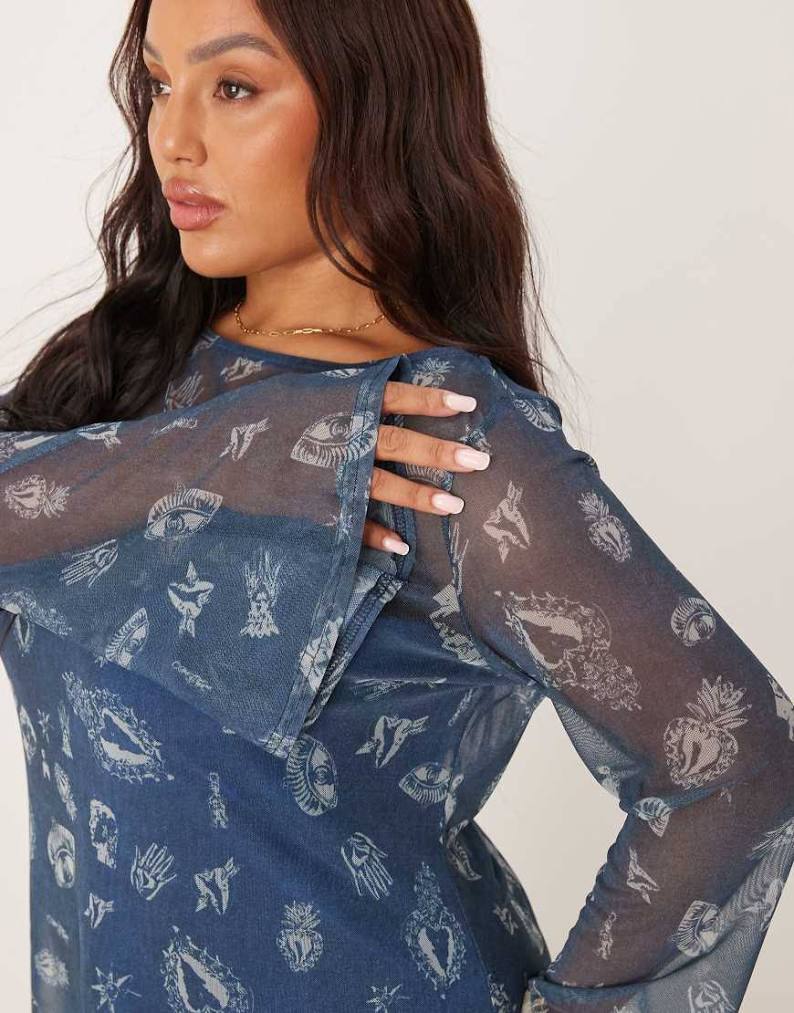never fully dressed denim dress Never Fully Dressed belted denim shacket dress in blue paisley