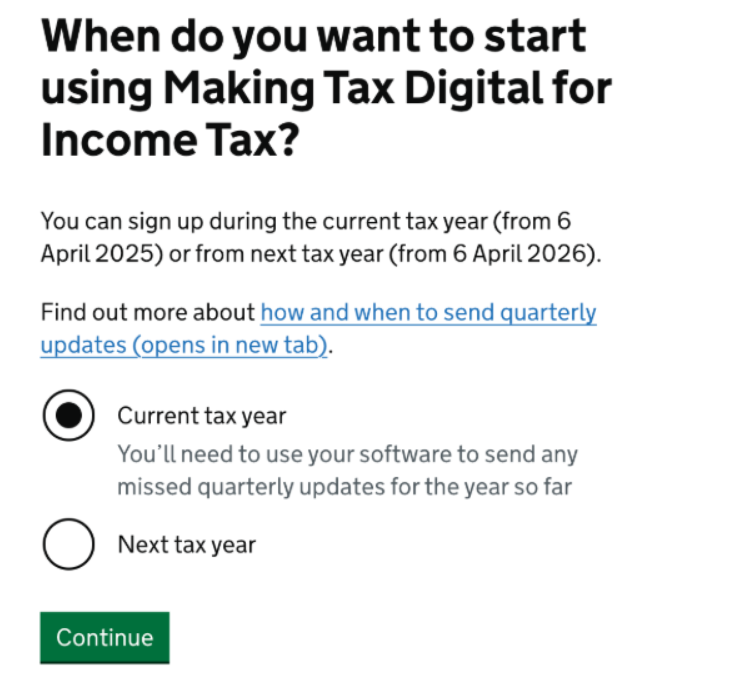Choose Start Date Page
