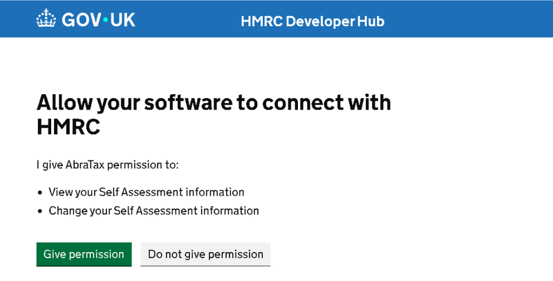 HMRC page to allow your software to connect.