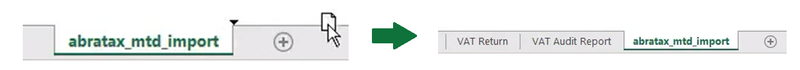 Dragging an Excel tab from AbraTax template to your working file spreadsheet