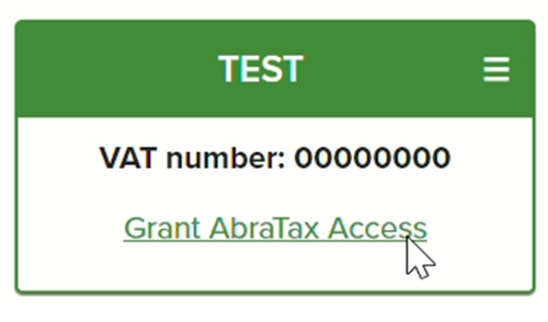 Selecting "Grant AbraTax Access" when adding your VAT-registered business