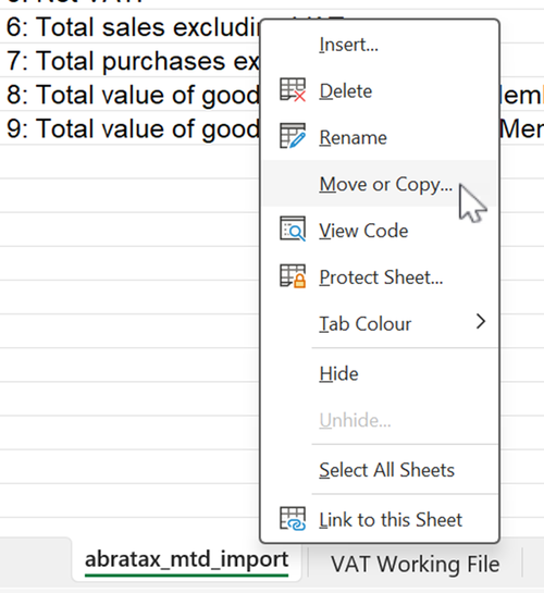 Selecting "move or copy" from the pop-up menu