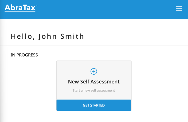 Screenshot of AbraTax Self Assessment dashboard