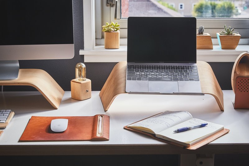 laptop on tidy desk