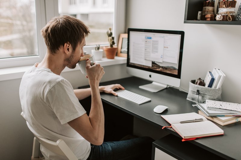 working at desk