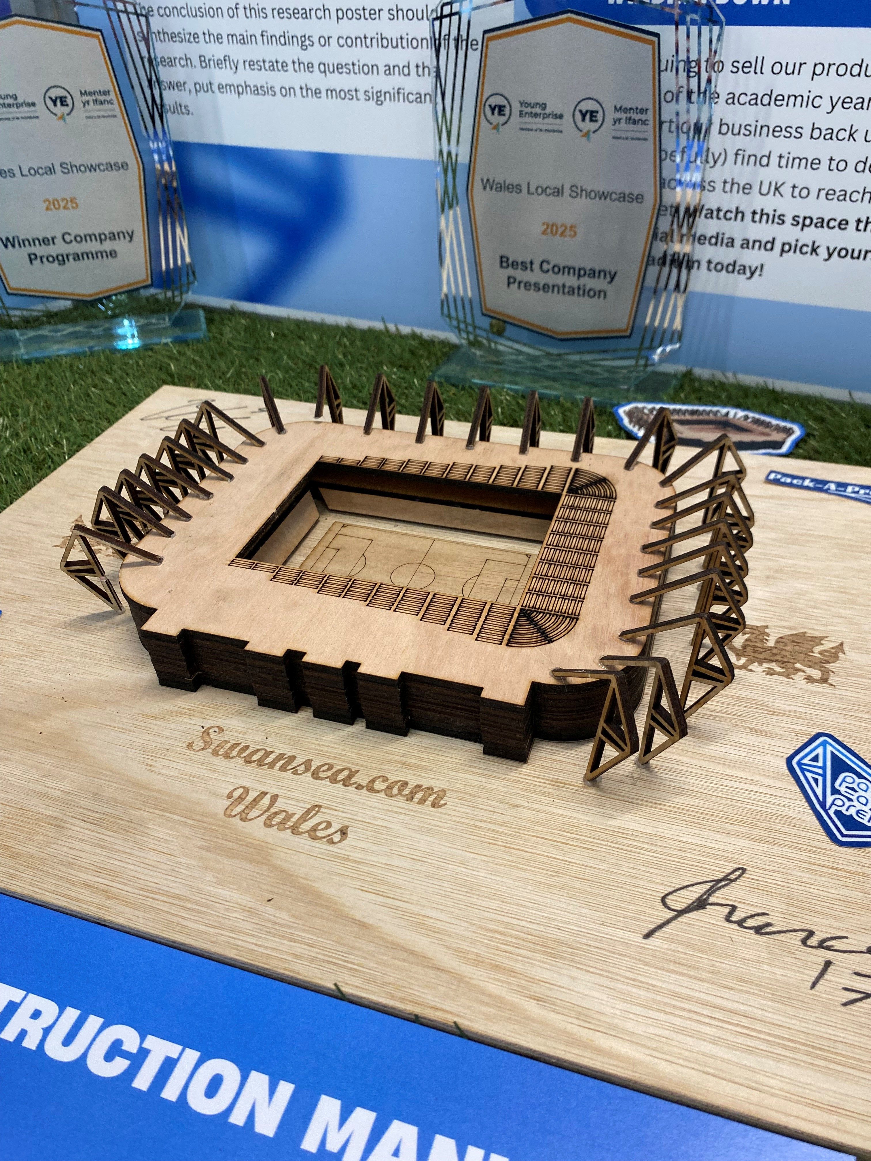 Young people taking part in our enterprise programmes Company, Team and Start Up, produce and sell a wide range of products to the public. This is a key part of their business journey and they'll take responsibility for all aspects from design to manufacture and production, marketing and sales.
The photo shows an example product from a Welsh team.