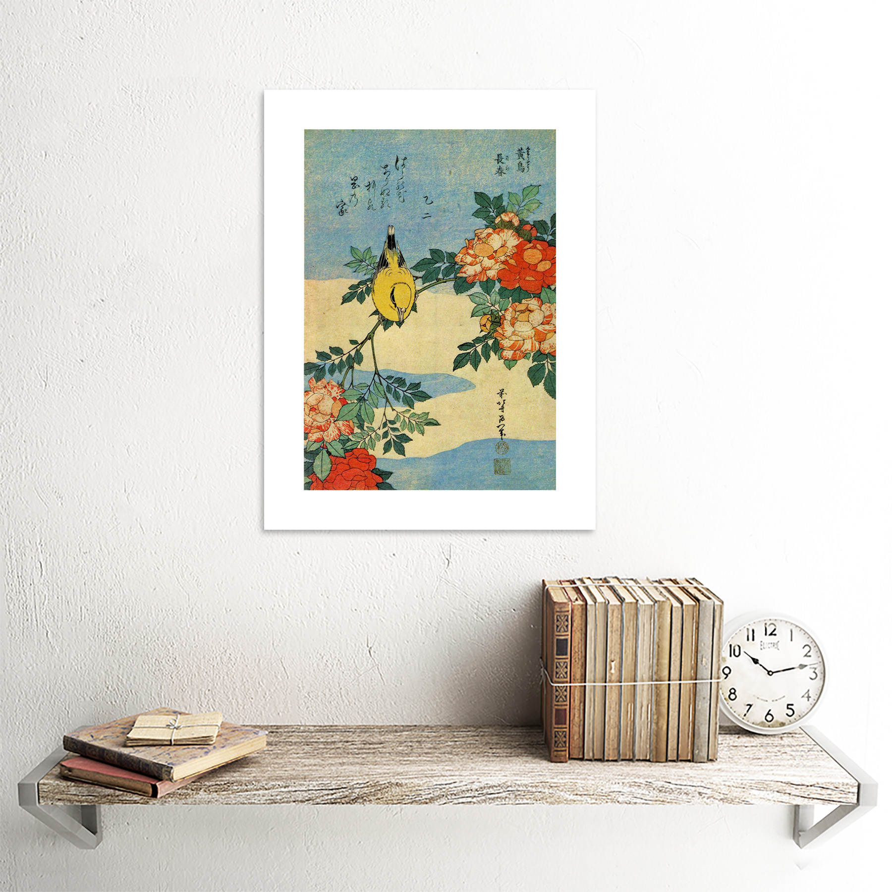 Painting Animals Bird Yellow Finch Flowers Japanese Japan Framed Wall Art Print | eBay