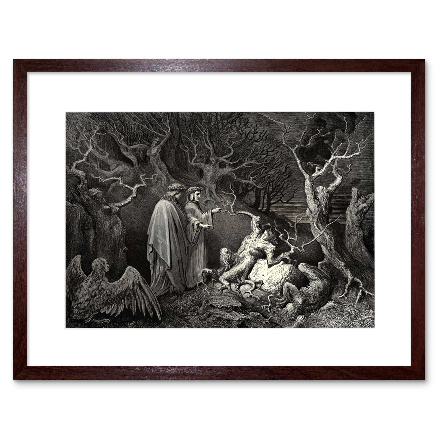DORE INFERNO CANTO 13 DANTE OLD MASTER BLACK FRAMED ART PRINT