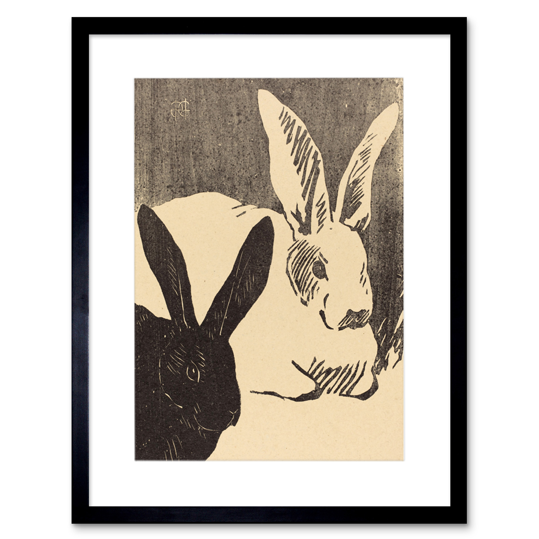 HENRI CHARLES GUERARD FRENCH RABBITS LES LAPINS FRAMED ART PRINT