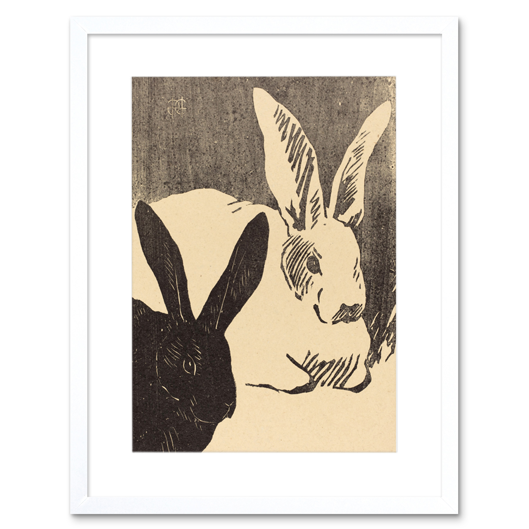 ★Original ART  ‘RABBIT' HENRI CHARLES GUERARD FRENCH RABBITS LES LAPINS FRAMED ART PRINT