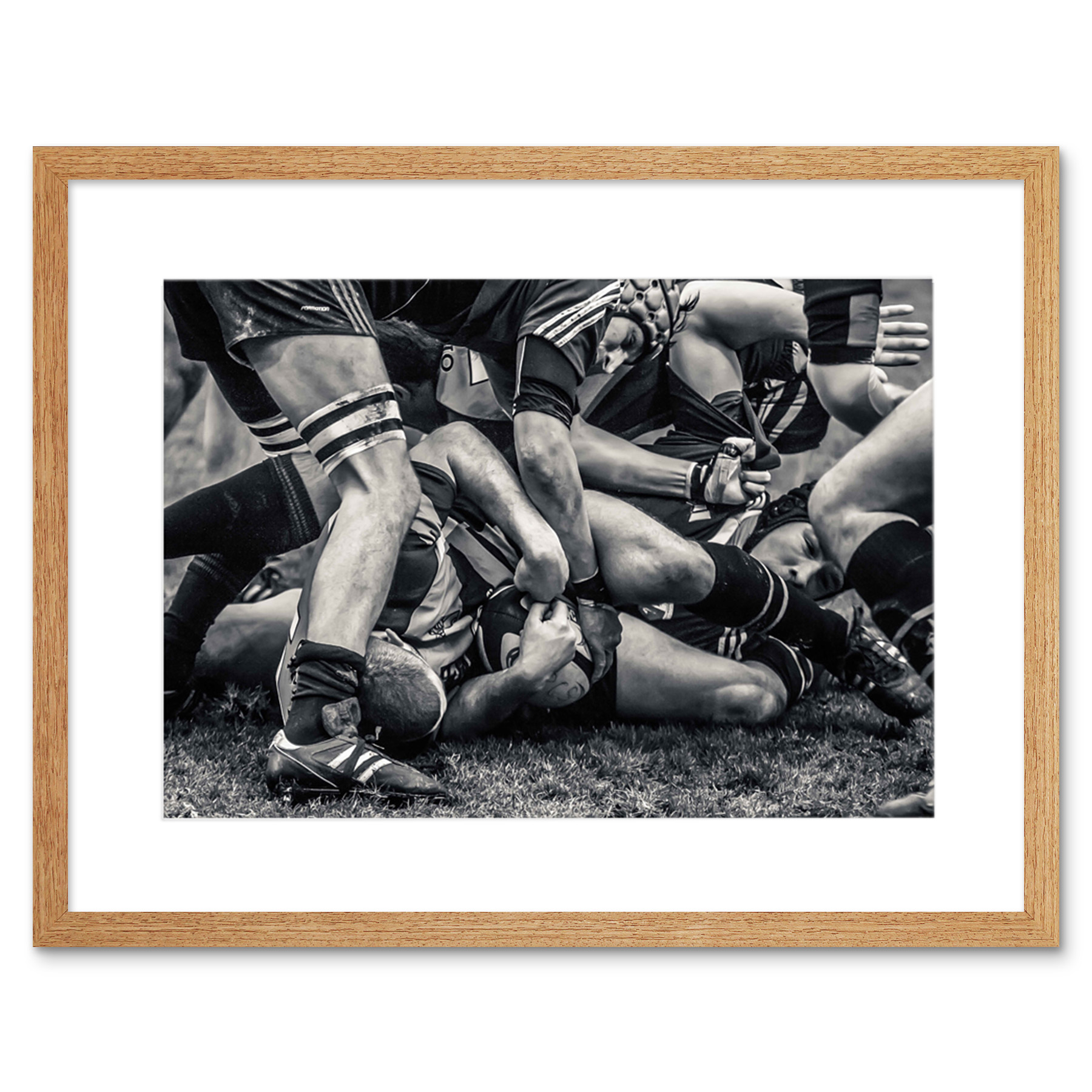 Wee Blue Coo Rugby Football Scrum Framed Art Print - 18x24 Inch Photo Poster, Ready To Hang