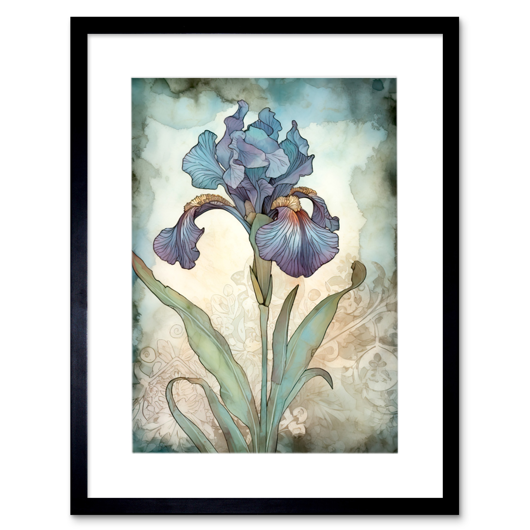 Artery8 Grußkarte „Blue Iris“ – Aquarell-Blumenstrauß Für Geburtstag & Grüße, Inkl. Umschlag