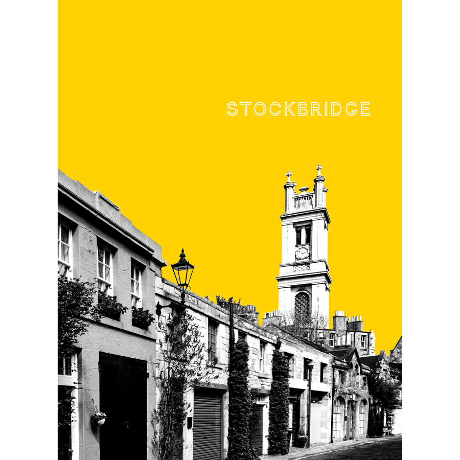 Stockbridge Edinburgh Scotland Landmark Yellow Framed Art Print - Picture 14 of 19
