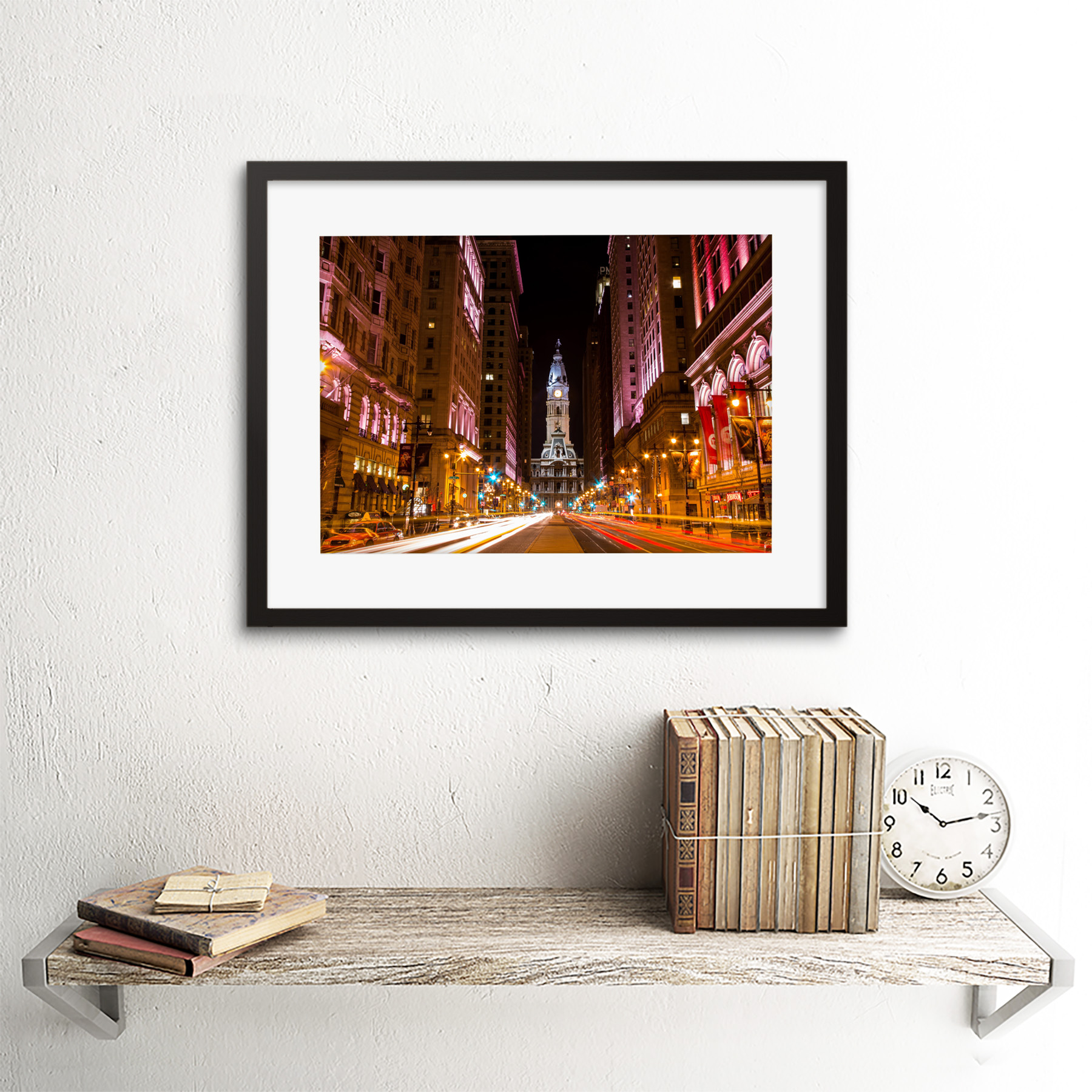Red London Bus City Black White Cityscape Custom Fabric Poster Art TY144 24x36In