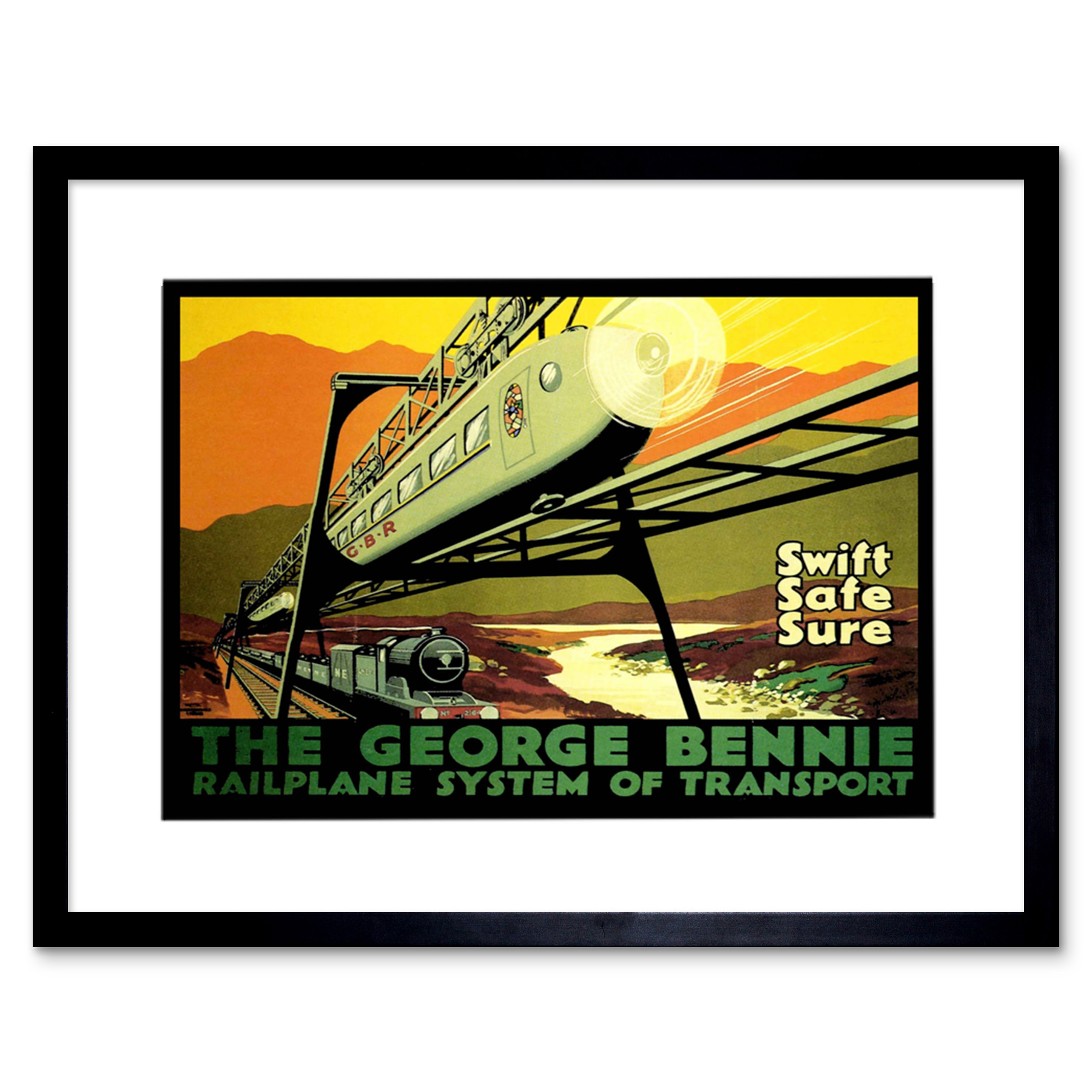 Transport George Bennie Railplane Glasgow Cool Scotland Art Print 12x16 Inch - Picture 2 of 25