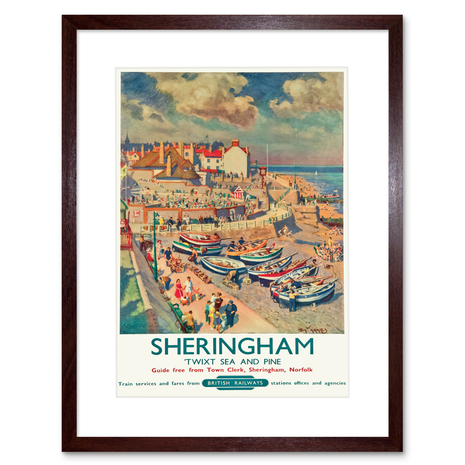 Travel Sheringham British Railways Seaside Boats Tourists Framed Print 12x16" - Picture 7 of 25
