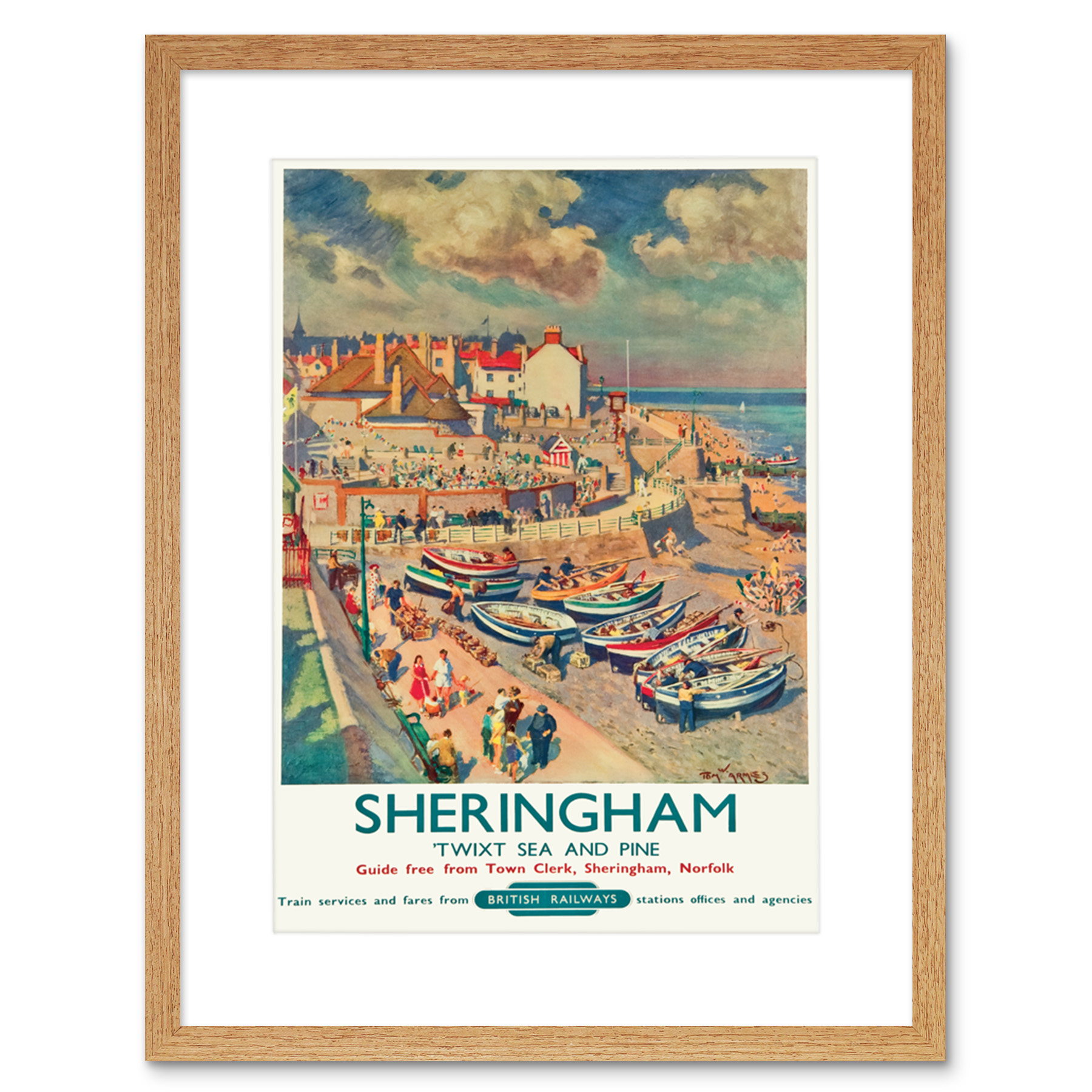 Travel Sheringham British Railways Seaside Boats Tourists Framed Print 12x16" - Picture 12 of 25