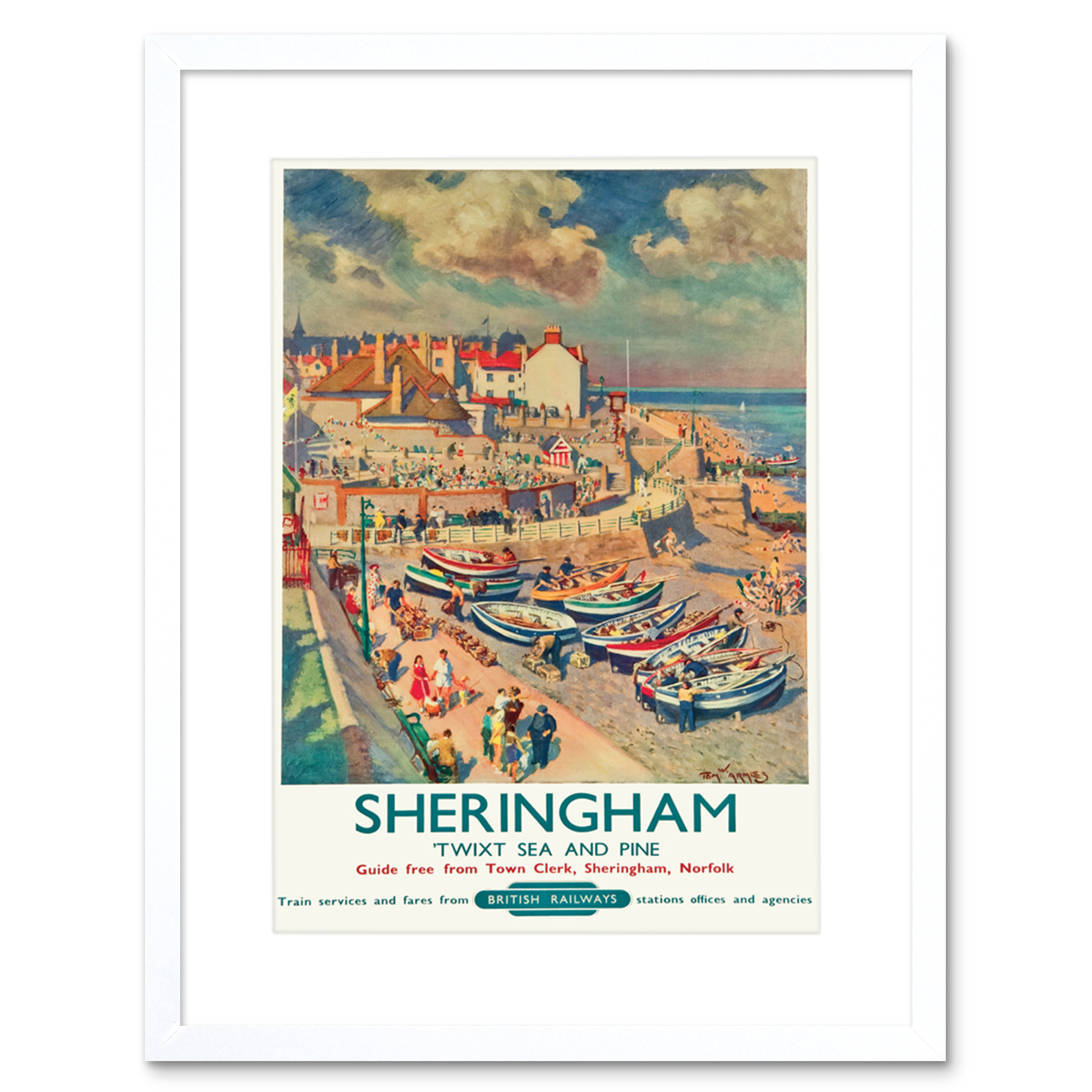Travel Sheringham British Railways Seaside Boats Tourists Framed Print 12x16" - Picture 21 of 25
