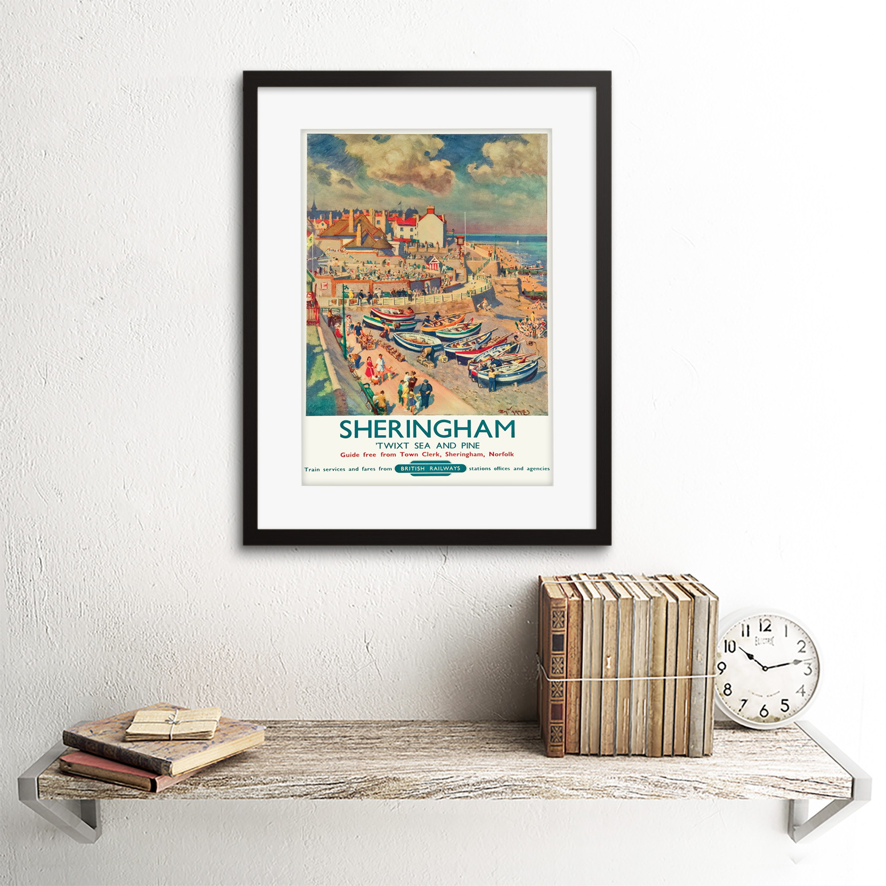 Travel Sheringham British Railways Seaside Boats Tourists Framed Print 12x16" - Picture 3 of 25