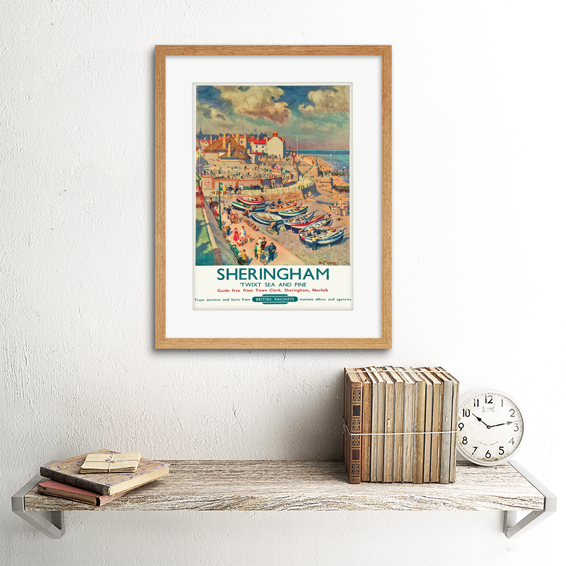Travel Sheringham British Railways Seaside Boats Tourists Framed Print 12x16" - Picture 13 of 25