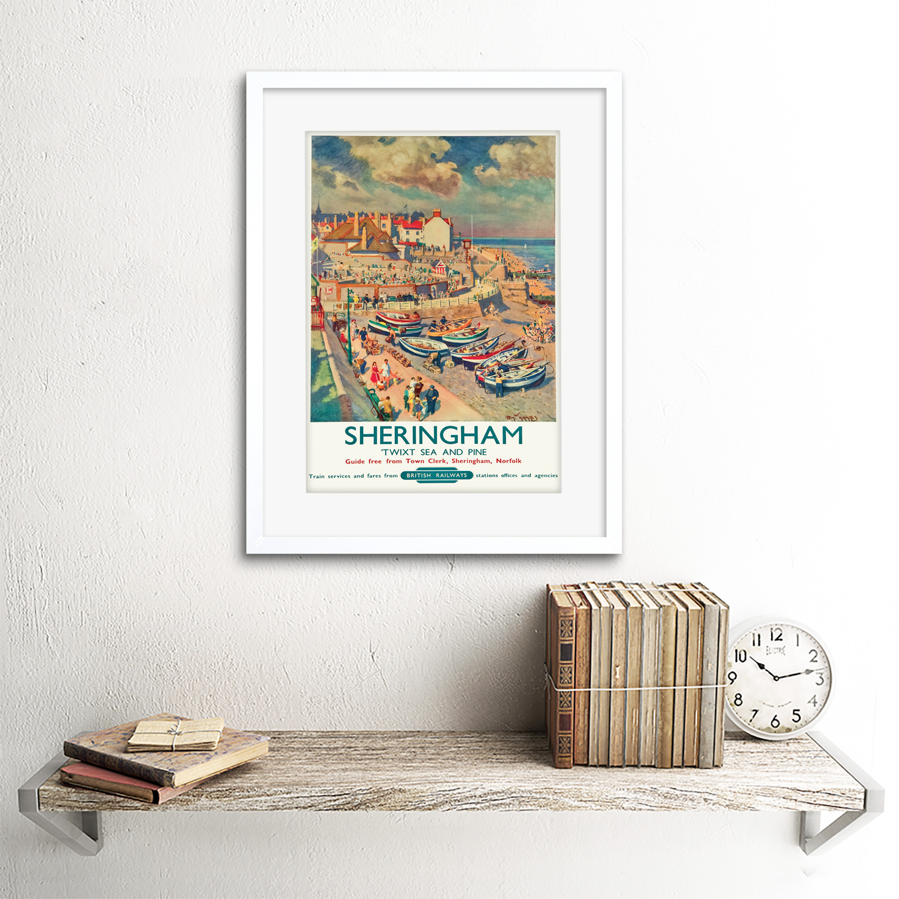 Travel Sheringham British Railways Seaside Boats Tourists Framed Print 12x16" - Picture 22 of 25
