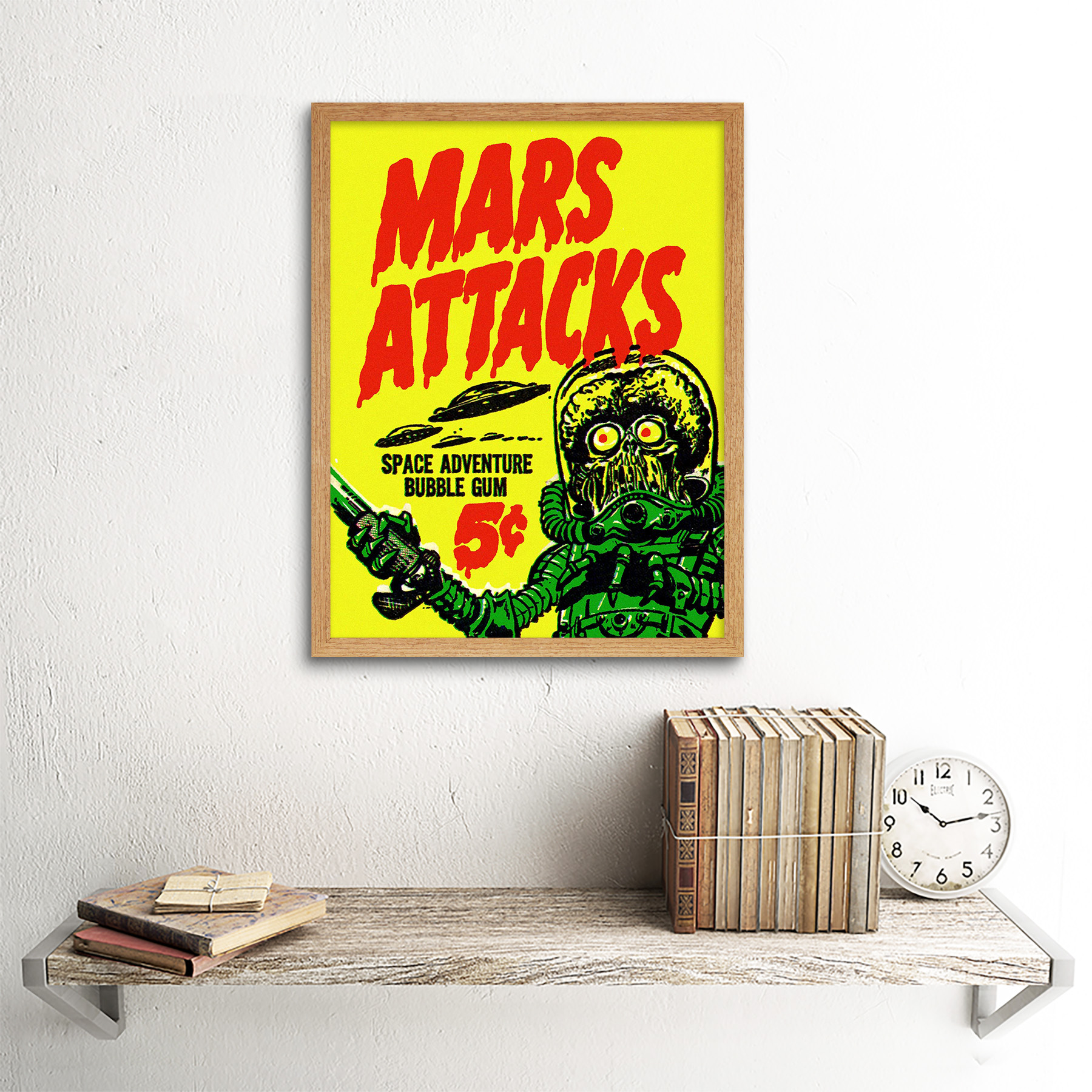 Advert Mars Attacks Bubble Gum Alien Monster Saucer 12X16 Inch Framed