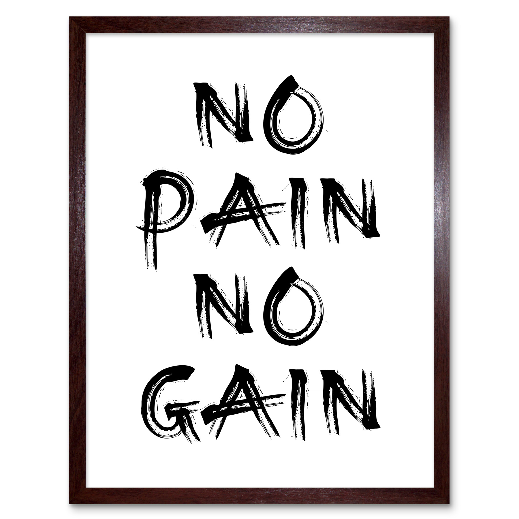 Gym Decor Inspiration No Pain No Gain Exercise Framed Art Picture Print 12x16
