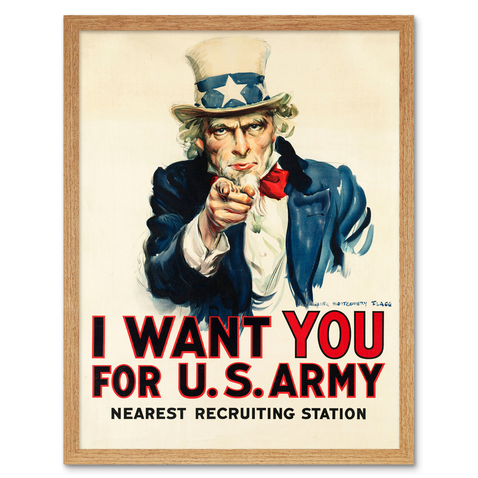 Propaganda War Wwi Usa Uncle Sam Want You Army Iconic 12X16 Inch Framed Print