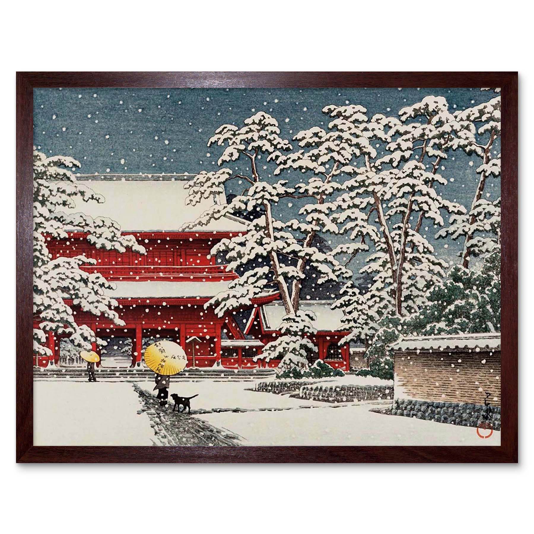 CULTURAL LANDSCAPE JAPAN TEMPLE KAWASE HASUI SNOW WINTER Cultural Canvas art