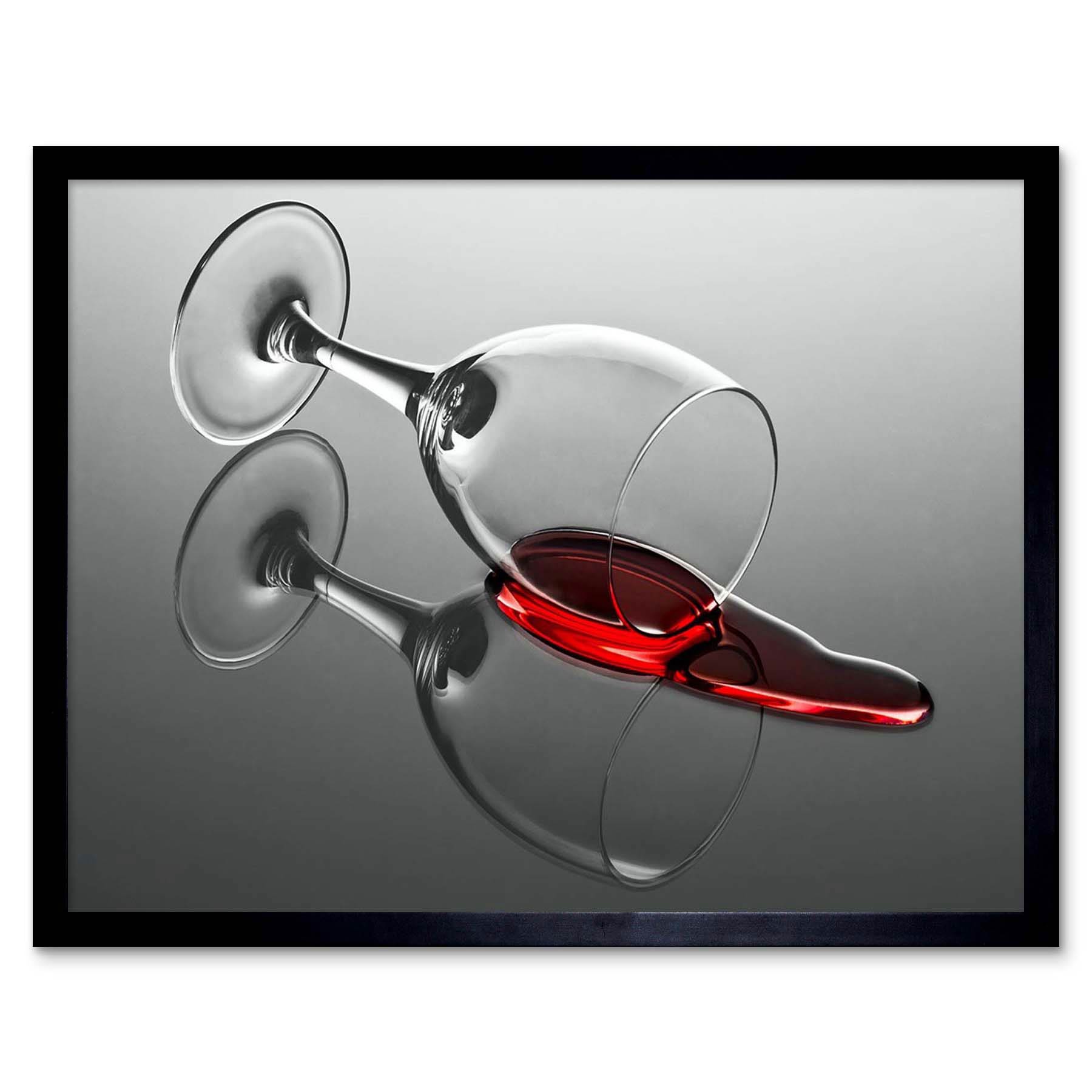 Artery8 Spilled Wine Glass Red 12X16 Inch Framed Art Print