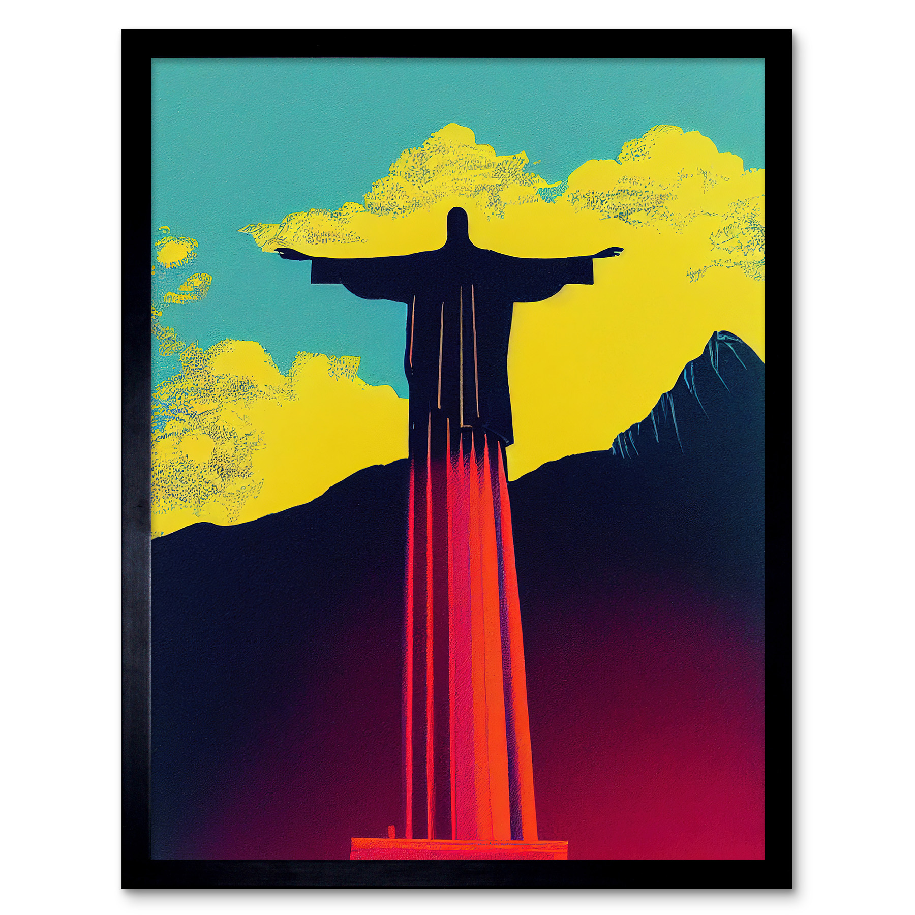 Christ the Redeemer Rio Brazil Pop Art Framed Wall Art Picture Print 12x16