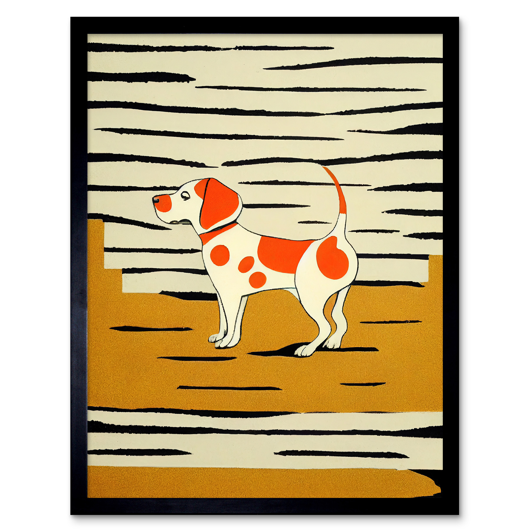 Beagle Dog Springer Orange Mustard Spaniel Framed Wall Art Picture Print 12x16