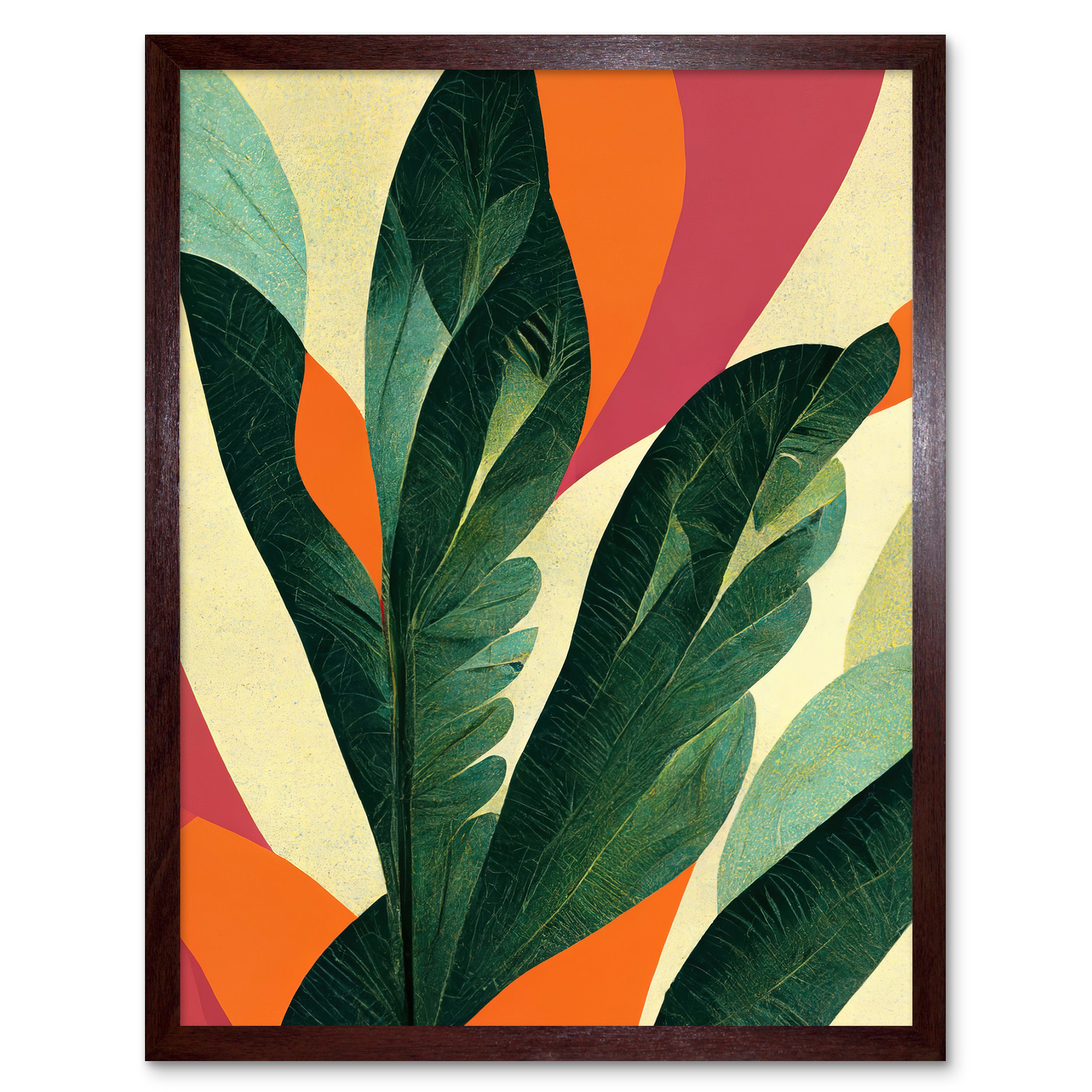 Abstract Boho Exotic Tropical Leaves Framed Wall Art Picture Print 12x16