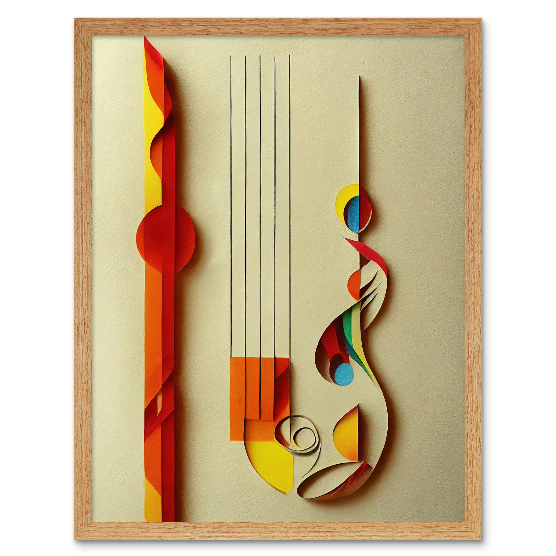 Kandinsky Style Musical Symbol Clefs Framed Wall Art Picture Print 12x16