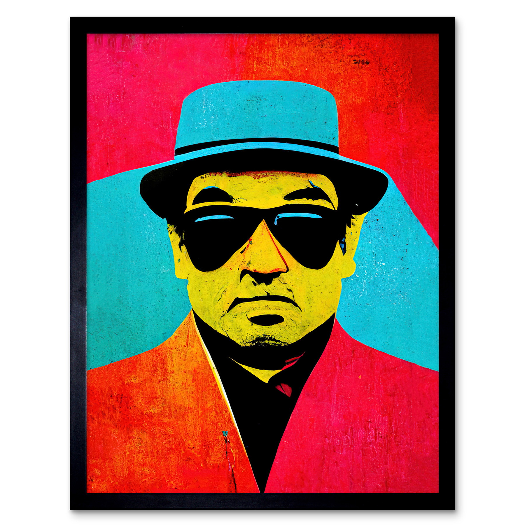 Pop Art Bright Jazz Musician Sunglasses Framed Wall Art Picture Print 12x16