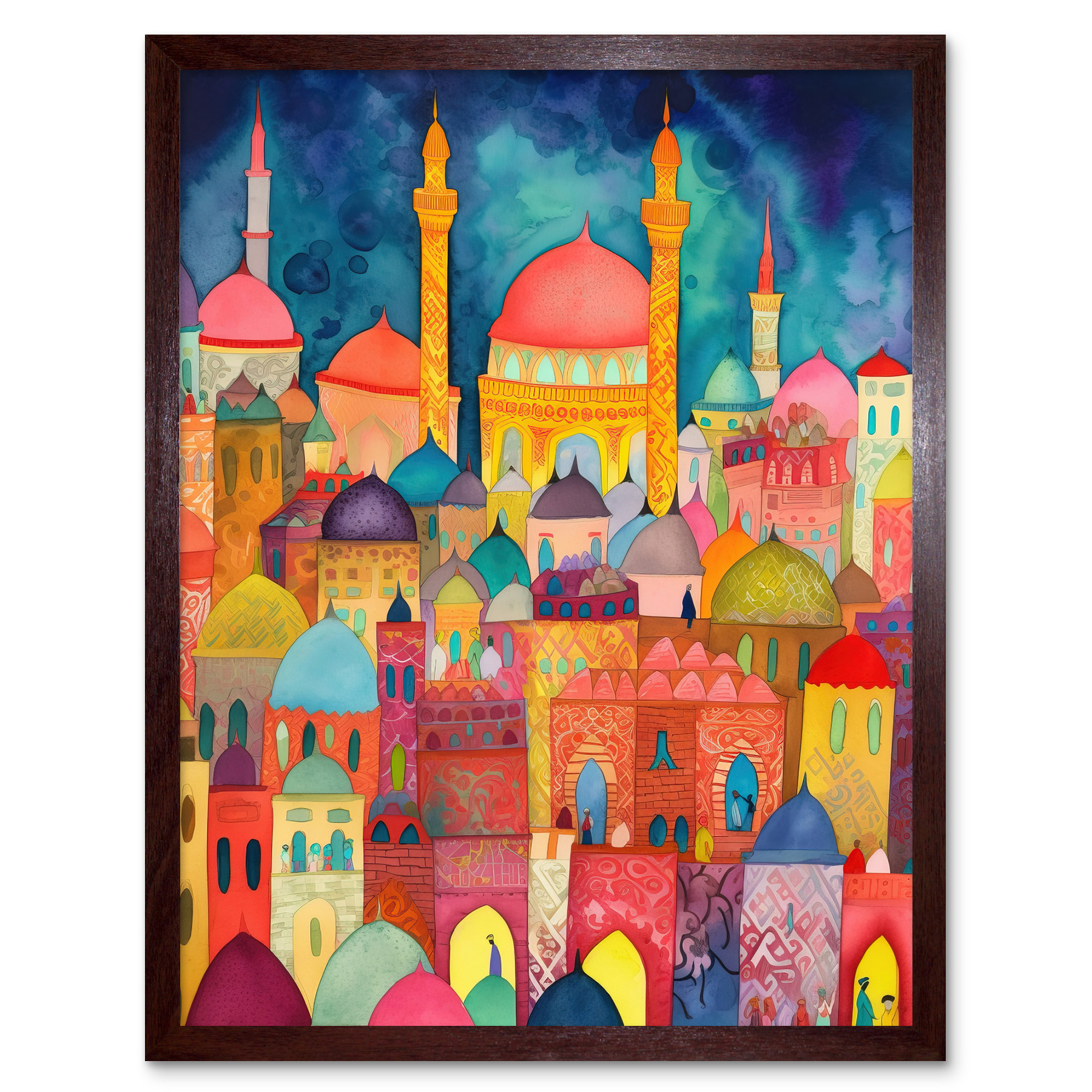 Hagia Sophia Evening Cityscape Modern Folk Art Framed Art Picture Print 12x16