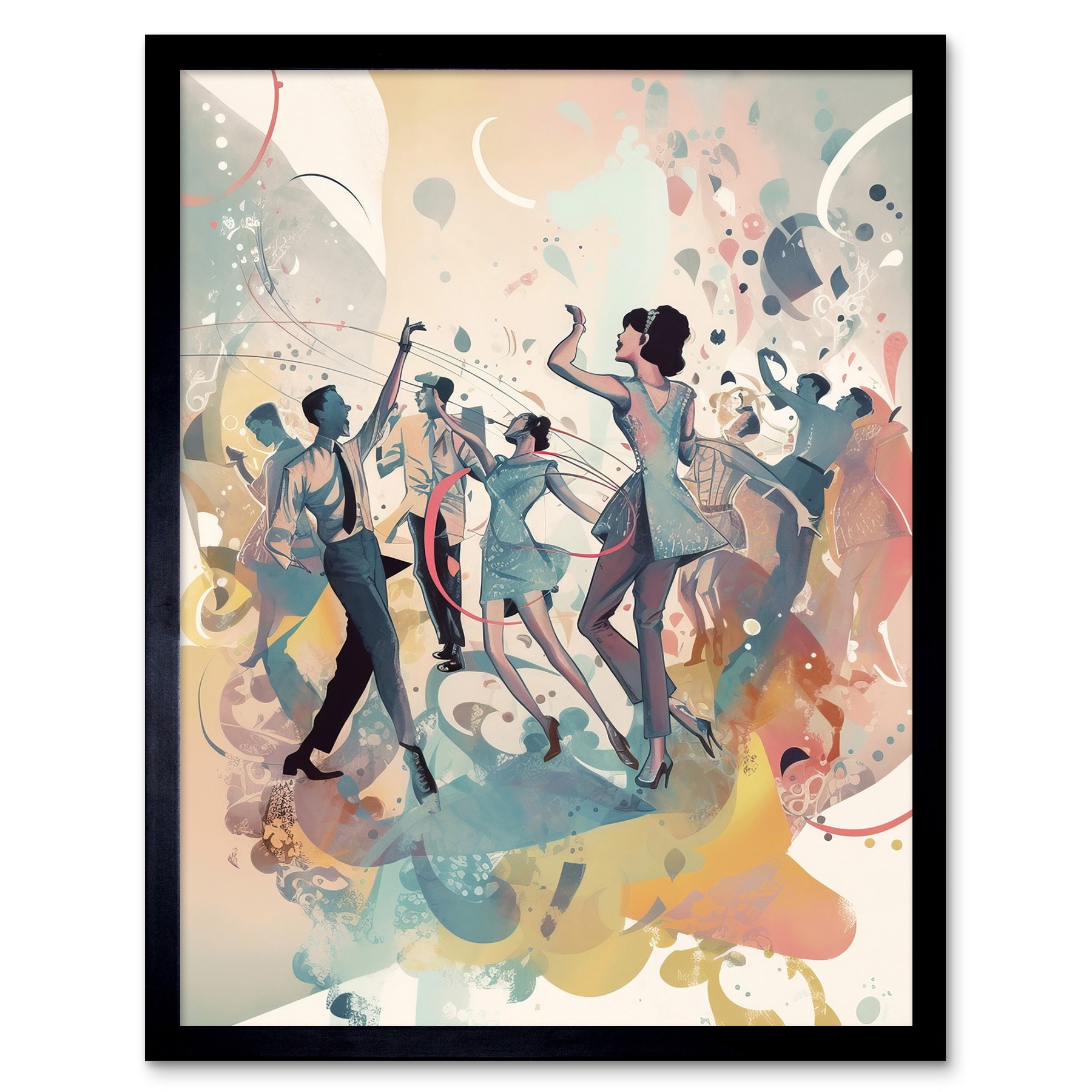 People Dancing to Music on the Dancefloor Framed Wall Art Picture Print 12x16