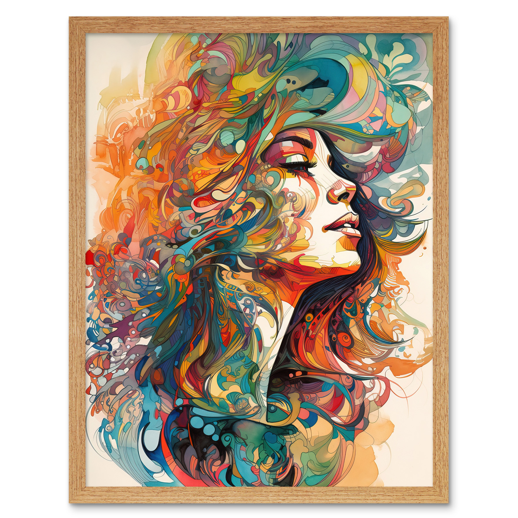Iris Goddess of Rainbows Multicoloured Hair Deity Framed Art Picture Print 12x16