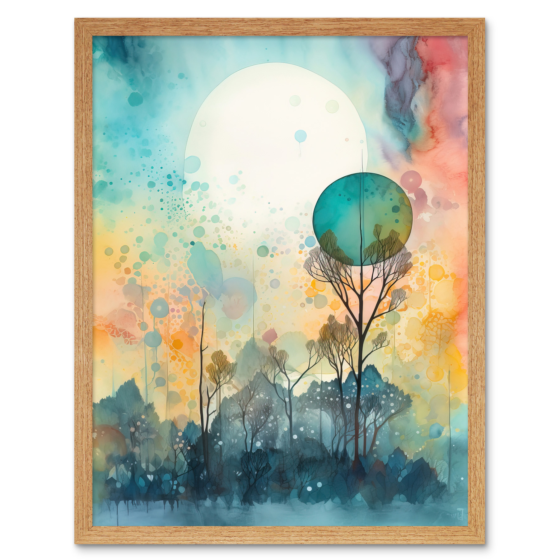 Winter Forest Landscape Dreamland Partial Eclipse Framed Art Picture Print 12x16