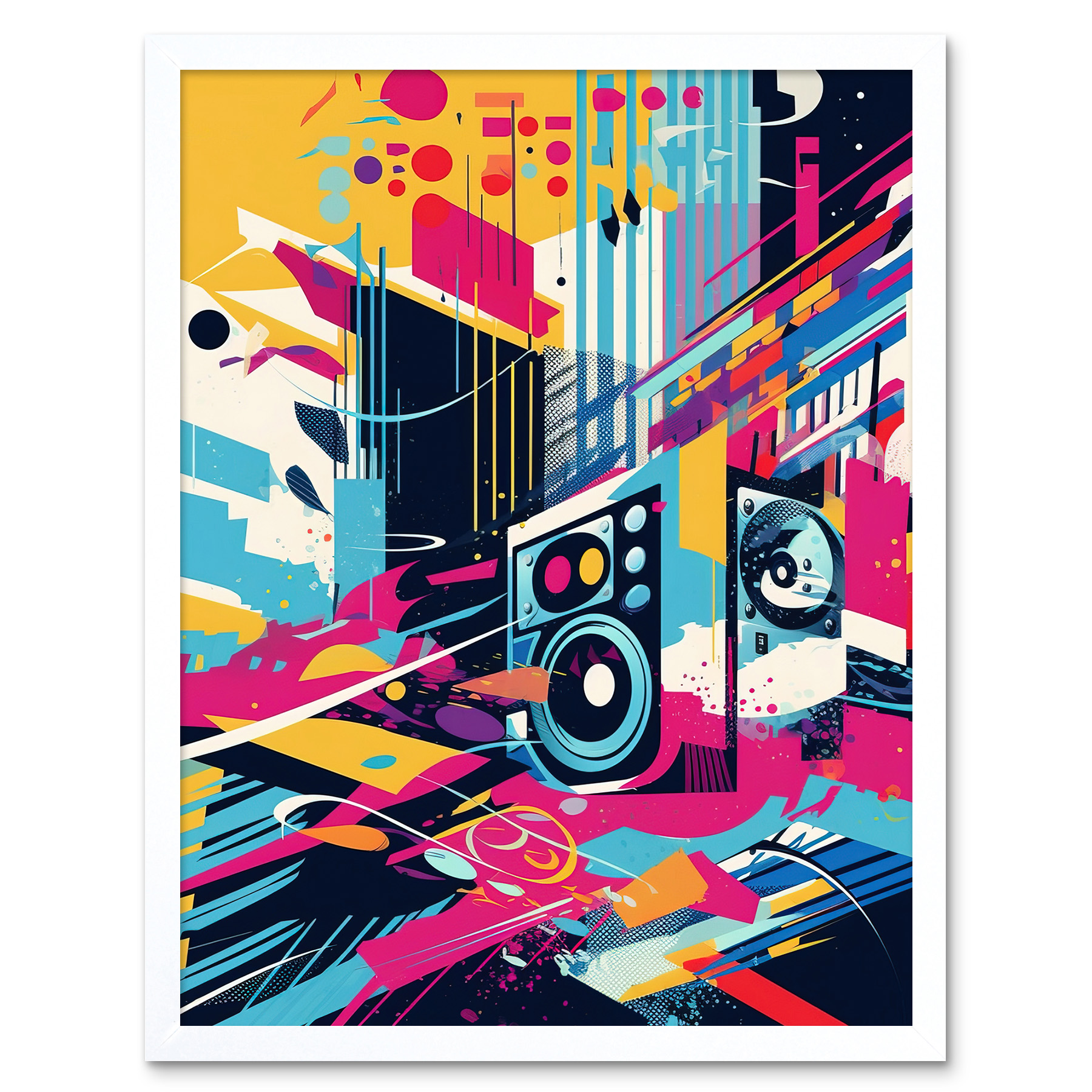 Bass Music Subwoofer Speaker Abstract Soundscape Framed Art