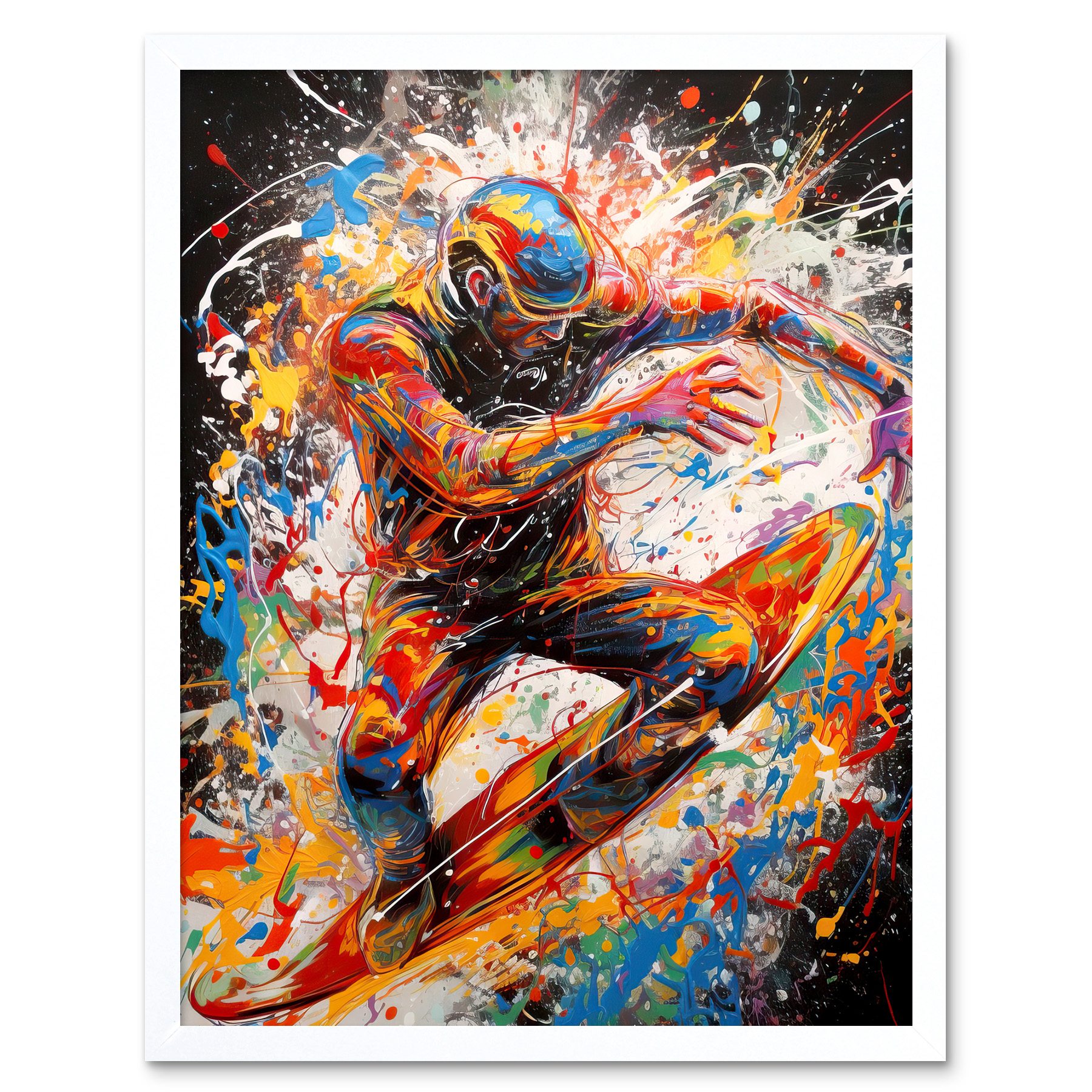 Extreme Sports Athlete Splatter Paint Portrait Framed Art
