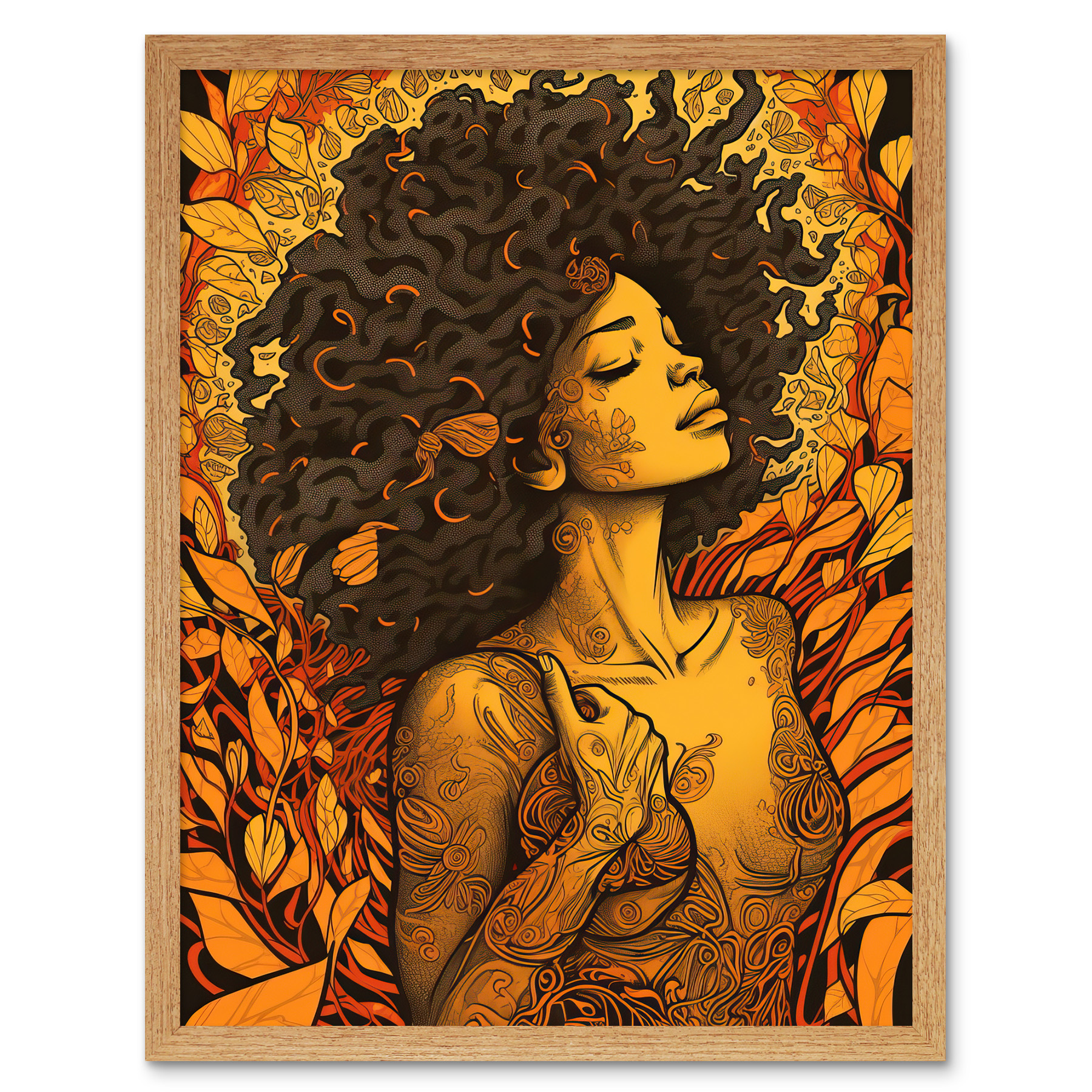 I'm an Autumn Amber and Red Modern Illustration Framed Art Picture Print 12x16