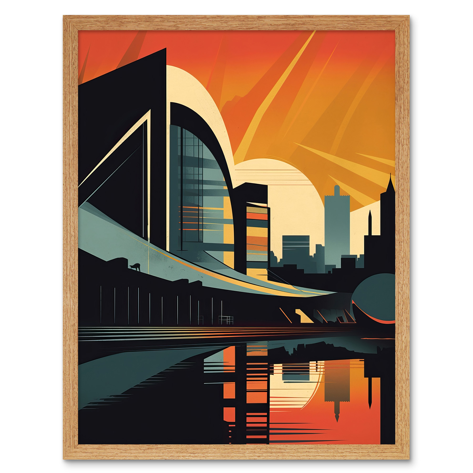 River Clyde Walkway Modern Glasgow Cityscape Framed Wall Art Picture Print 12x16