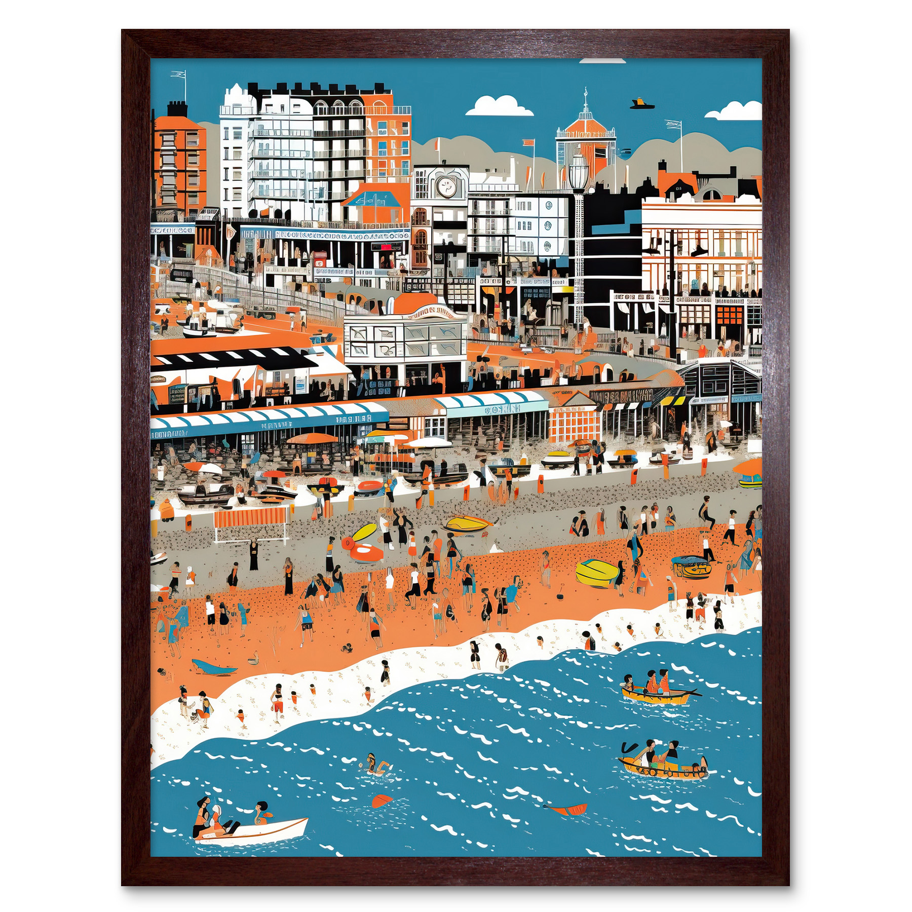 Brighton Beach and Palace Pier Modern Abstract Framed Art Picture Print 12x16