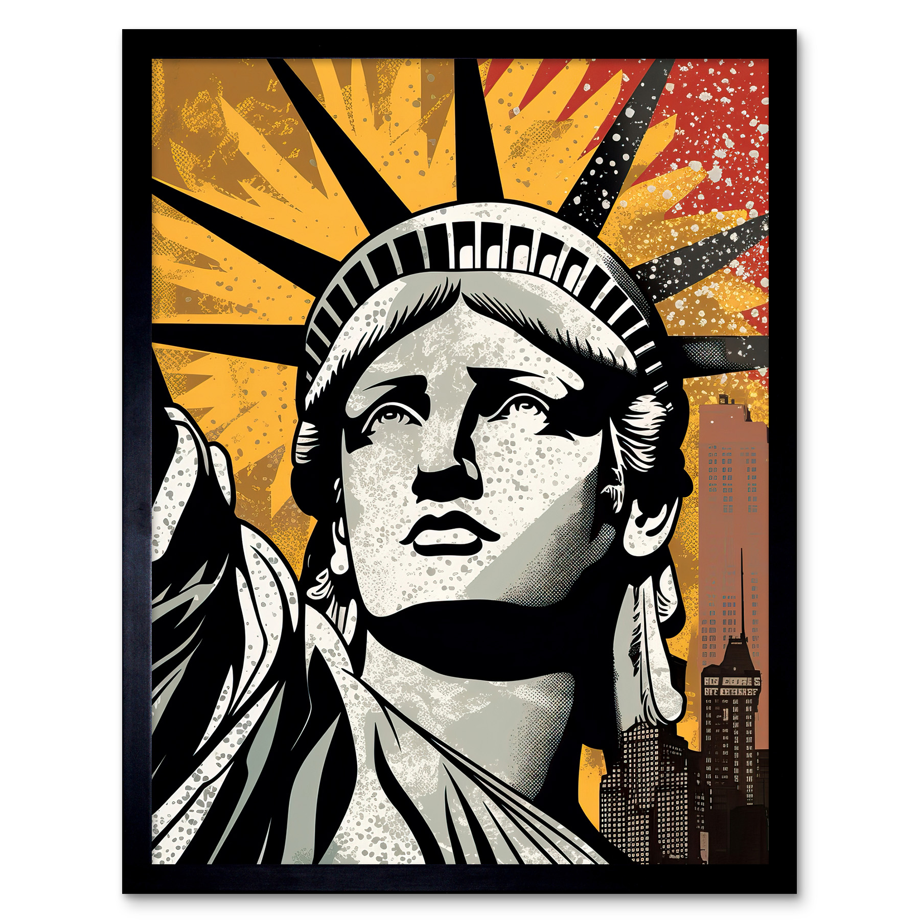 Statue of Liberty Comic Book Style New York City Framed Art