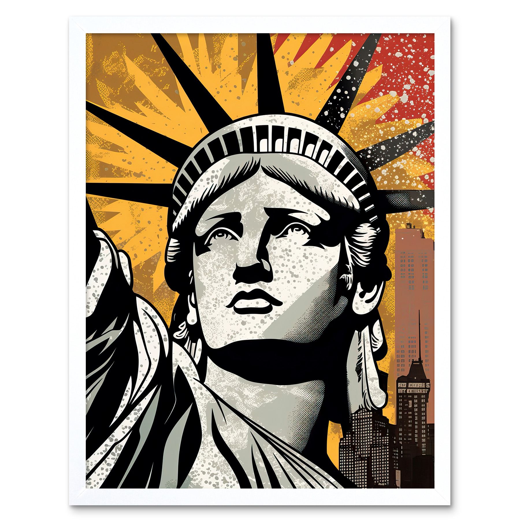Statue of Liberty Comic Book Style New York City Framed Art