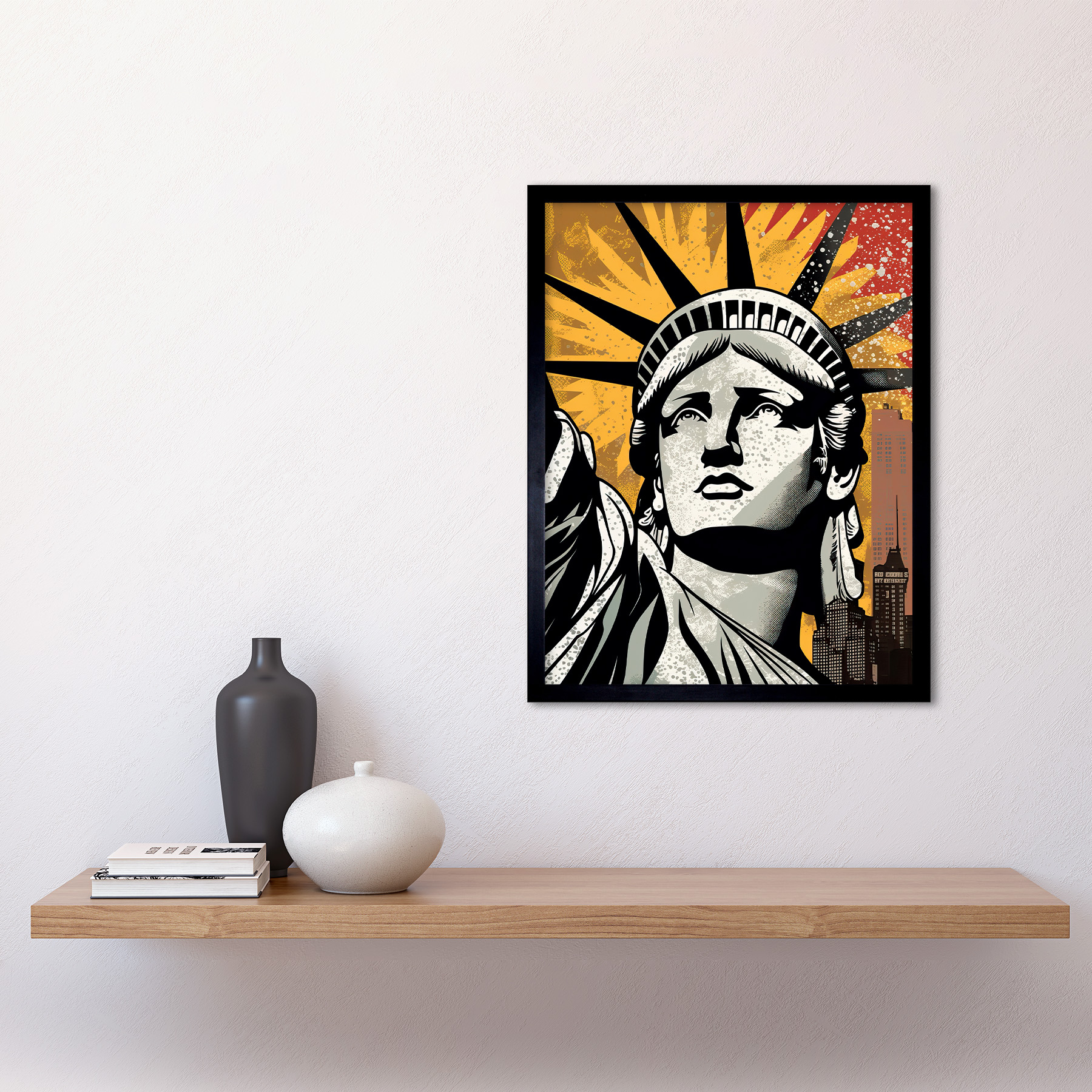 Statue of Liberty Comic Book Style New York City Framed Art