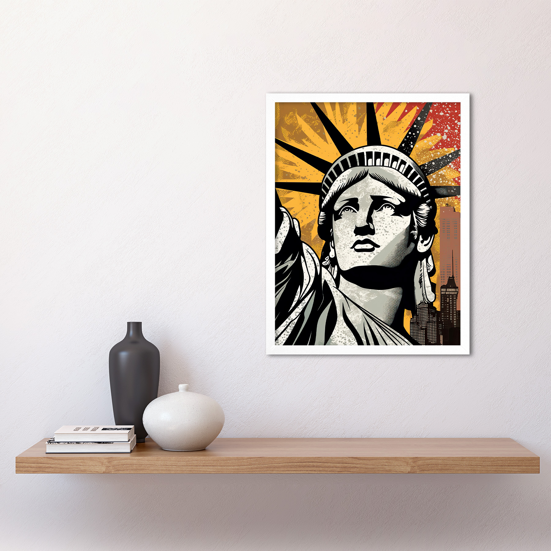Statue of Liberty Comic Book Style New York City Framed Art